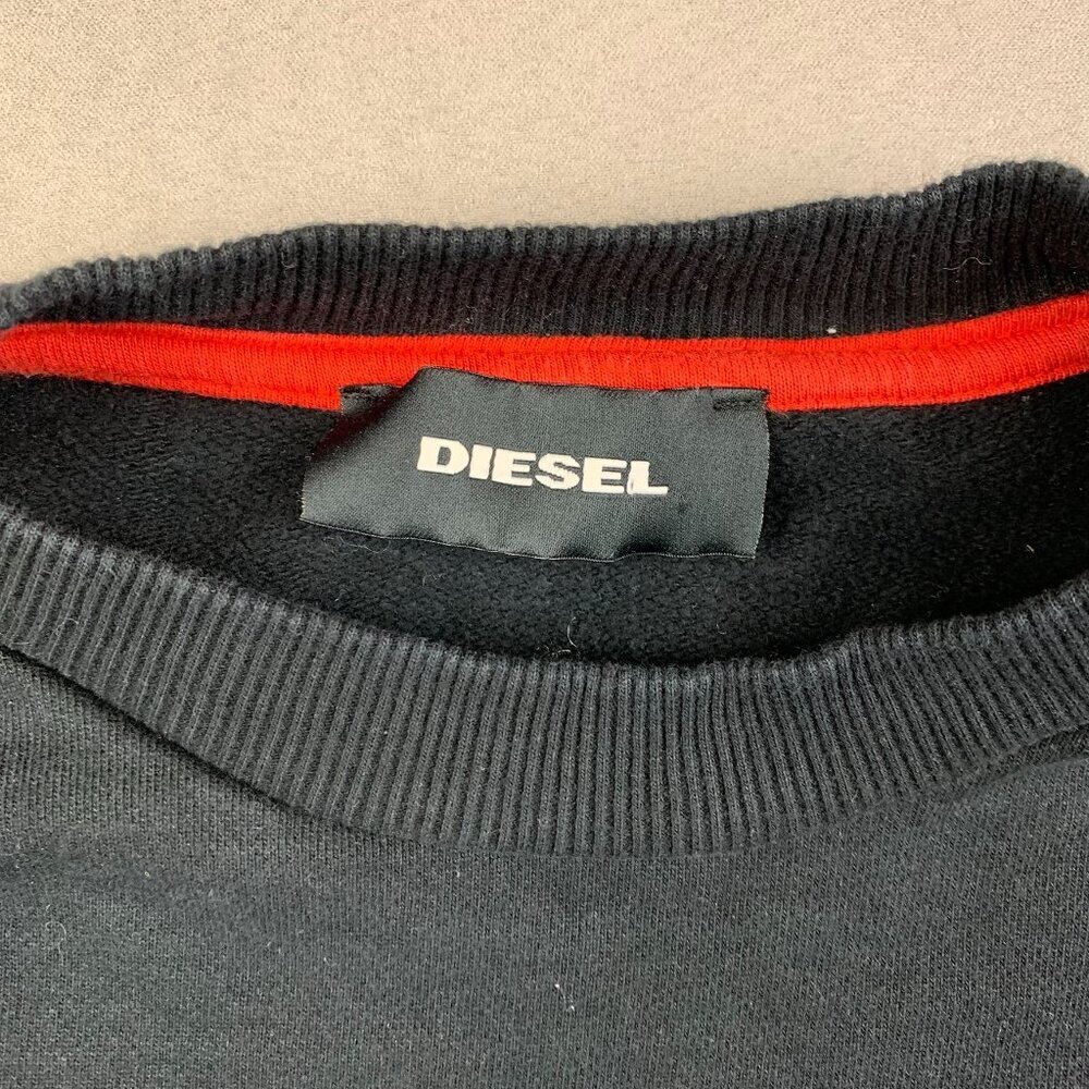 Diesel Mens Sweater Medium Oversized Black S-Samy Felpa Crewneck Peel Logo - Picture 2 of 10